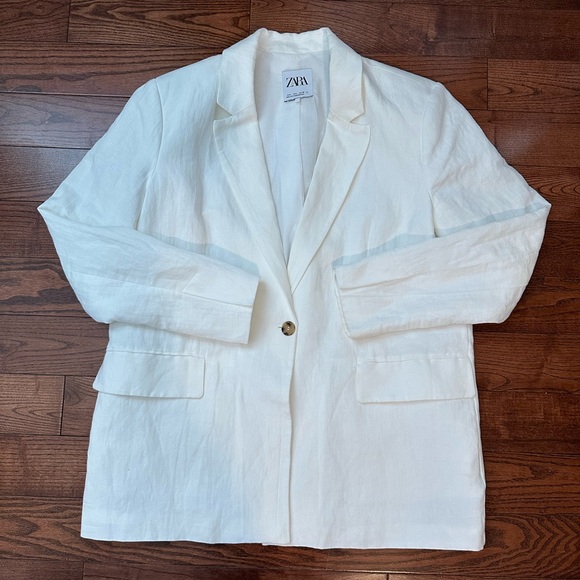 Zara Jackets & Blazers - Zara Women’s White Linen Blazer